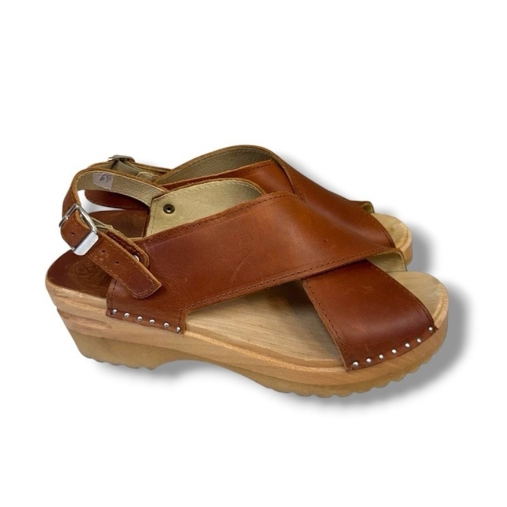 Swedish Clogs Troentorp Anita Brown Vegetable Tanned Size US Women's 8.5 EU 39